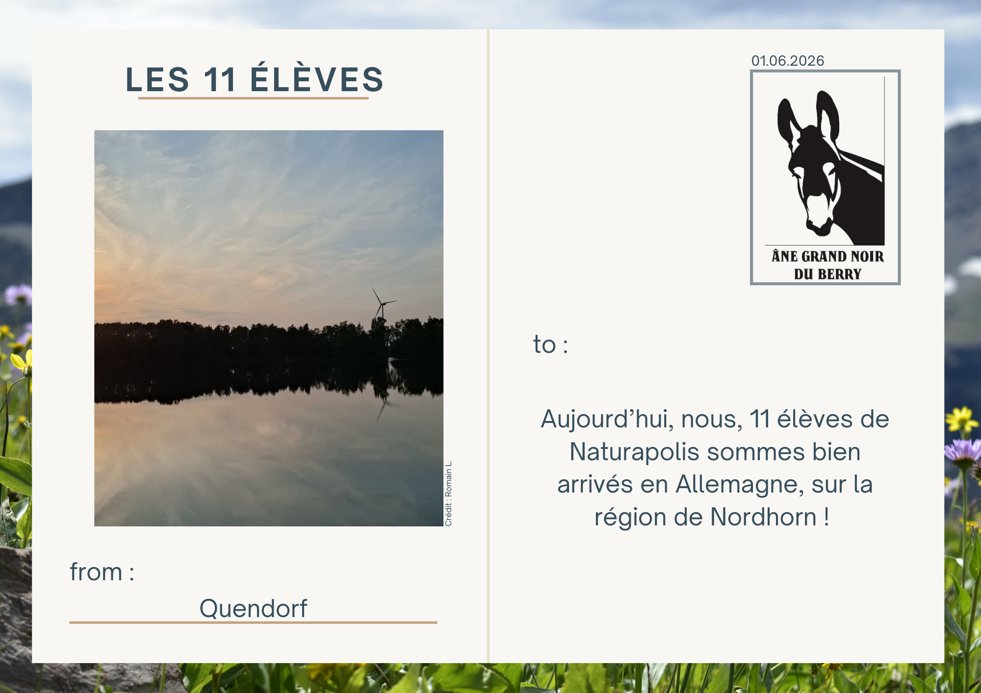 Aujourd&rsquo;hui, nous, 11 &eacute;l&egrave;ves de Naturapolis sommes bien arriv&eacute;s en Allemagne, sur la r&eacute;gion de Nordhorn ! 