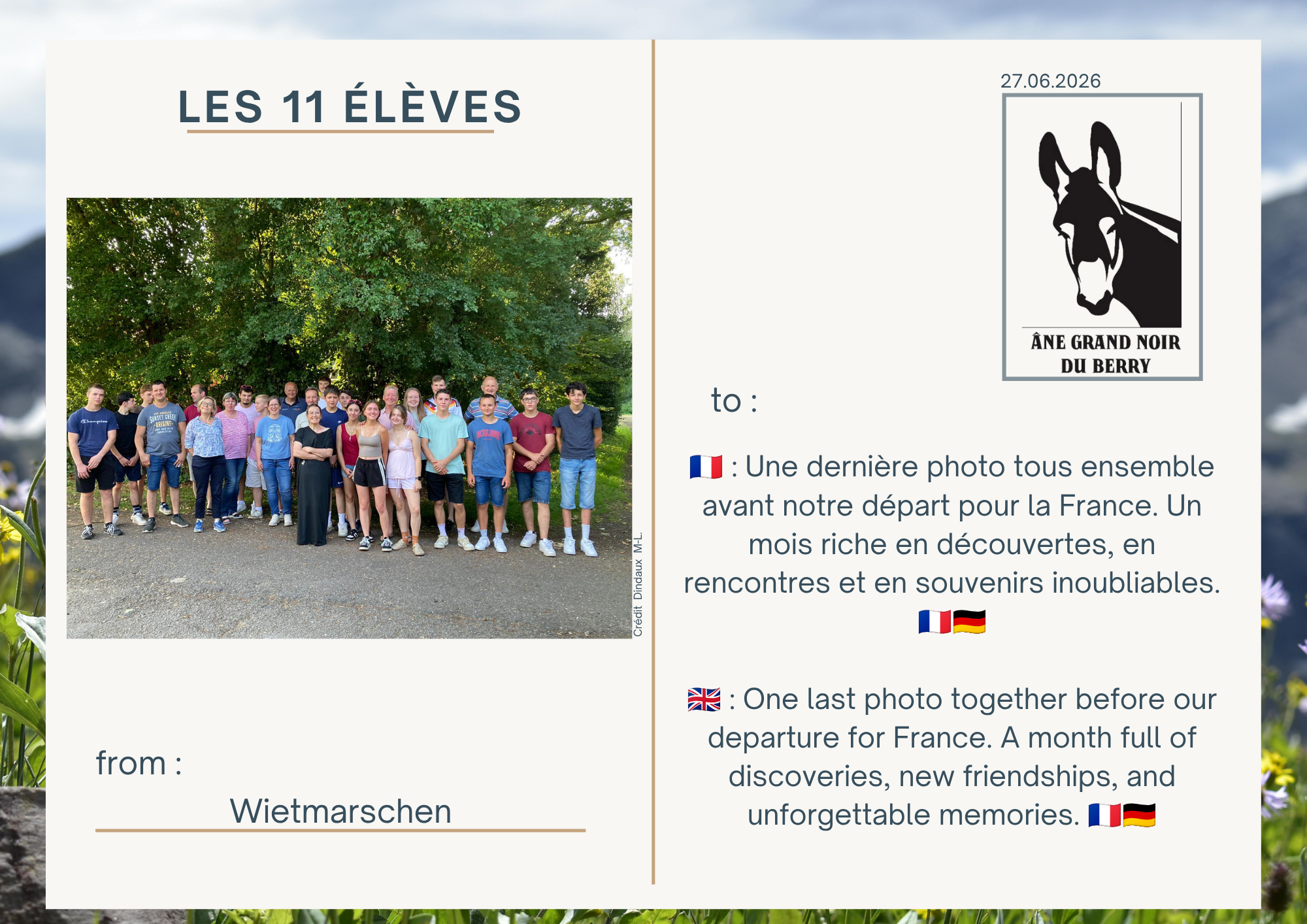🇫🇷 : Une derni&egrave;re photo tous ensemble avant notre d&eacute;part pour la France. Un mois riche en d&eacute;couvertes, en rencontres et en souvenirs inoubliables. 🇫🇷🇩🇪  🇬🇧 : One last photo together before our departure for France. A month full of discoveries, new friendships, and unforgettable memories. 🇫🇷🇩🇪